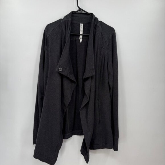 Lululemon Womens Open Cardigan Size 12 Stretch Modal Jersey Wrap Jacket gray - Picture 2 of 14